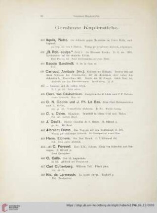 Gerahmte Kupferstiche (Nr. 433 - 460)
