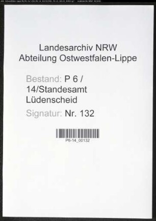 Heiratsregister Standesamt Lüdenscheid