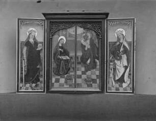 Verkündigung an Maria zwischen der heiligen Katharina und der heiligen Barbara