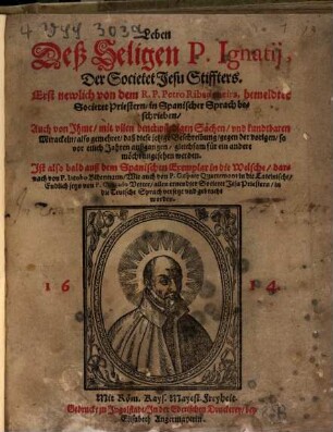 Leben Deß Seligen P. Ignatij, Der Societet Jesu Stiffters