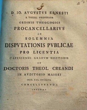 Ad solemnia disputationis publicae ... concelebranda invitat : [praefatus de computo paschali]