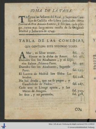 Tabla De Las Comedias.