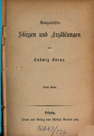 Ausgewählte Skizzen und Erzählungen, 1 = 11