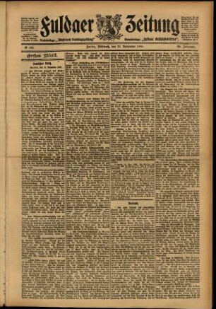 Erste Ausgabe vom Mittwoch, den 15. November 1905.