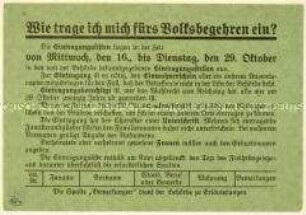 Handzettel zum Verfahren des Volksbegehrens gegen den Young-Plan 1929