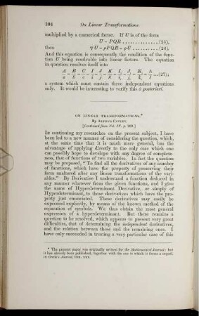 On linear transformations.