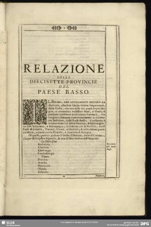 Relazione Delle Diecisette Provincie Del Paese Basso