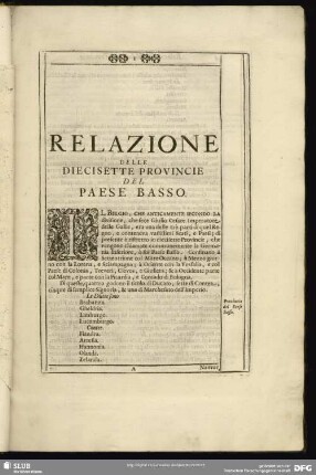 Relazione Delle Diecisette Provincie Del Paese Basso