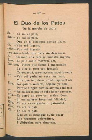 El dúo de los patos : De la marcha de Cádiz