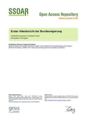 Erster Altenbericht der Bundesregierung