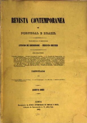 Revista contemporânea de Portugal e Brasil : publicacão mensal. 4. 1862 (1864)