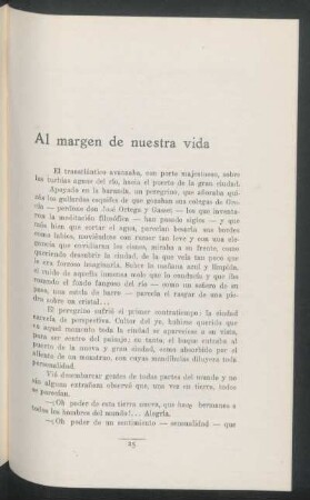 Al margen de nuestra vida