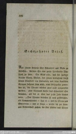 Sechszehnter Brief