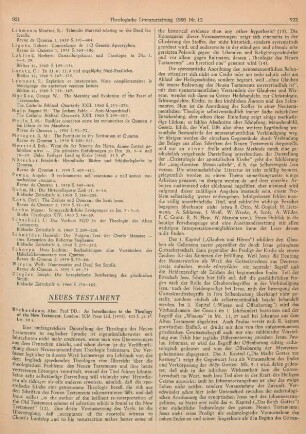 921-925 [Rezension] Richardson, Alan, An introduction to the theology of the new testament