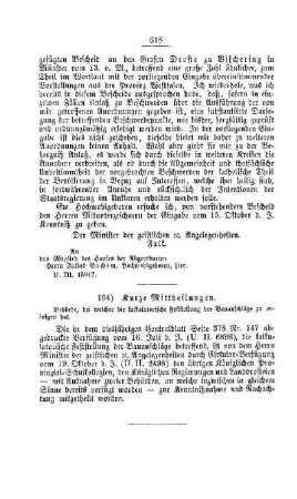 Kurze Mittheilungen : [I. Allgemeine Verhältnisse der Behörden und Beamten]
