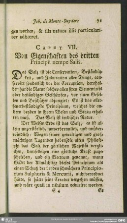 Caput VII. Von Eigenschaften des dritten Principii nempe Salis