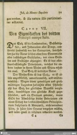 Caput VII. Von Eigenschaften des dritten Principii nempe Salis