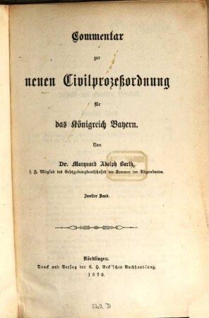 Commentar zur neuen Civilprozeßordnung für das Königreich Bayern, 2