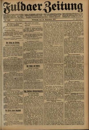 Erste Ausgabe vom Mittwoch, den 15. Dezember 1915.
