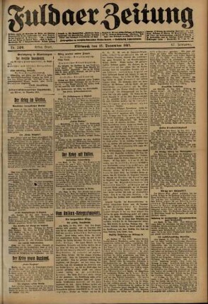 Erste Ausgabe vom Mittwoch, den 15. Dezember 1915.
