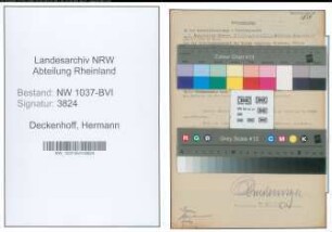 Entnazifizierung Hermann Deckenhoff , geb. 08.08.1904 (Angestellter)