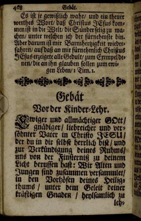 Gebät Vor der Kinder- Lehr. - Tägliches Abend- Gebät.