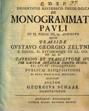 Diss. hist. theol. de monogrammate Pauli in 2 Thess. III, 17. adhibito