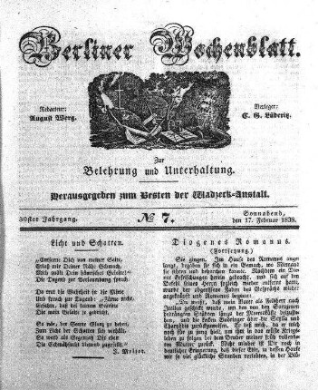 No. 7, Sonnabend, den 17. Februar 1838.