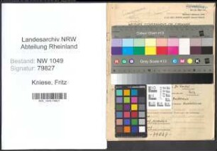 Entnazifizierung Fritz Kniese , geb. 30.09.1899 (Lehrer)