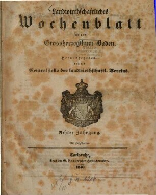Großherz. badisches landwirthschaftliches Wochenblatt, 8. 1840