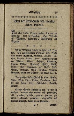 Von der Nothdurft des menschlichen Lebens. - Einige Sprüche.