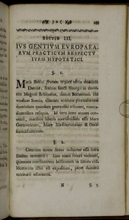 Sectio III. Ius Gentium Europaearum Practicum Respectu Iuris Hypotetici.