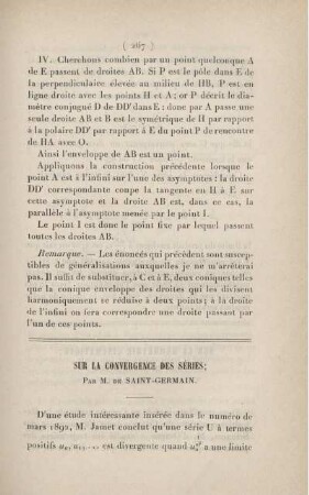 Sur la convergence des séries.
