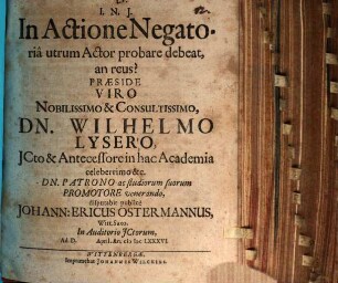 In actione negatoria, utrum actor probare debeat, an reus?