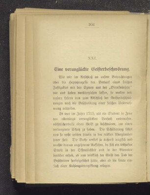 XXI. Eine verunglückte Geisterbeschwörung