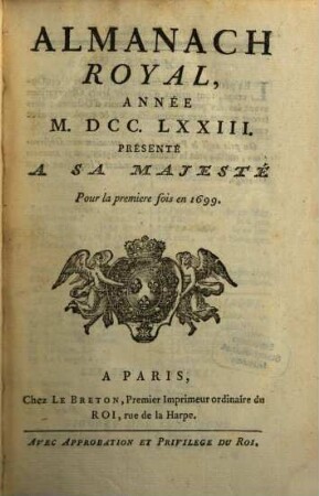 Almanach royal. 1773