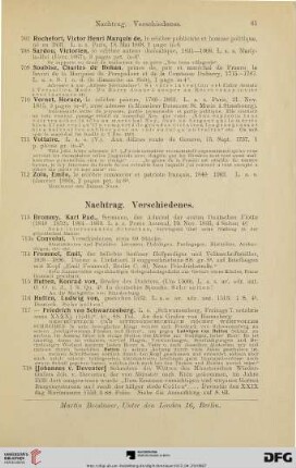 Nachtrag: Verschiedenes (Nr. 713-738)