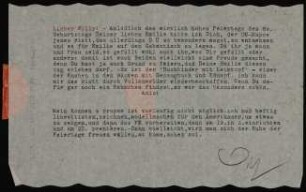 Lieber Willy! - Anläßlich des wirklich hohen Feiertags des 60...