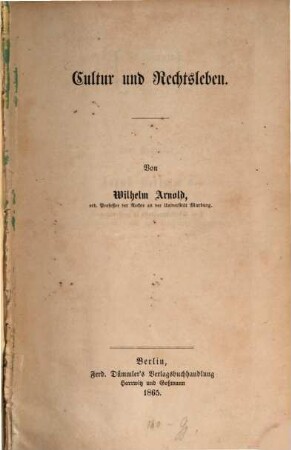 Cultur und Rechtsleben
