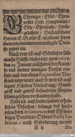 Gestrenger / Edler / Ehrnvester Herr Hauptmann/Edle/Ehrnveste/ Hochgelahrte / Hochachtbare Herren...