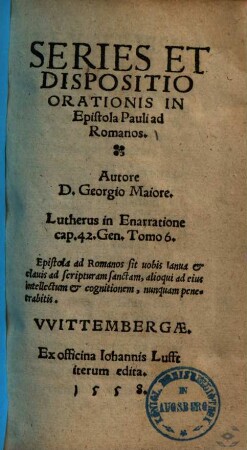 Series et dispositio orationis in epistola Pauli ad Romanos