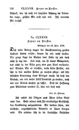 No. CLXXVII. Heyne an Forster