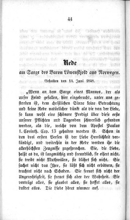 Rede am Sarge des Baron Löwenskjold aus Norwegen.