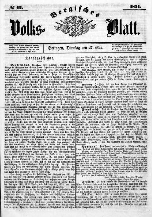 Bergisches Volksblatt. 1849-1868