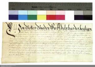 Adolf [von Dalberg], Abt von Fulda, belehnt den Dechanten und das Kapitel des Stifts Hünfeld mit einem Gut in Limpurg