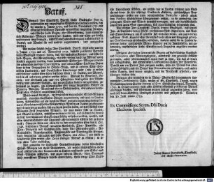 Verruf. : München, den 30. Julii Anno 1753. Ex Commissione Seren. Dni. Ducis Electoris speciali. Joseph Antoni Herrnbeckh, Churfürstl. Hof-Raths-Secretarius.