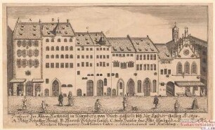Ansicht des alten Rathauses mit Nachbargebäuden um 1614