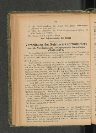 Verordnung des Reichsverkehrsministers über die Veröffentlichung kartographischer Darstellungen (KartVeröffVO.)