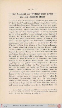 Der Vergleich der Wittstatt'schen Erben mit dem Erzstifte Mainz