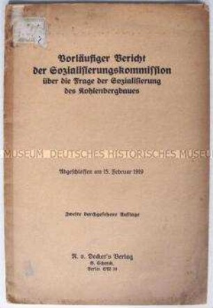 Dokumentation zur Sozialisierung des Kohlebergbaus